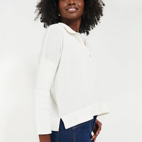 TUCKERNUCK White Clayton Long Sleeve Knit Polo Size XL/XXL Spread Collar NWT - Picture 3 of 13